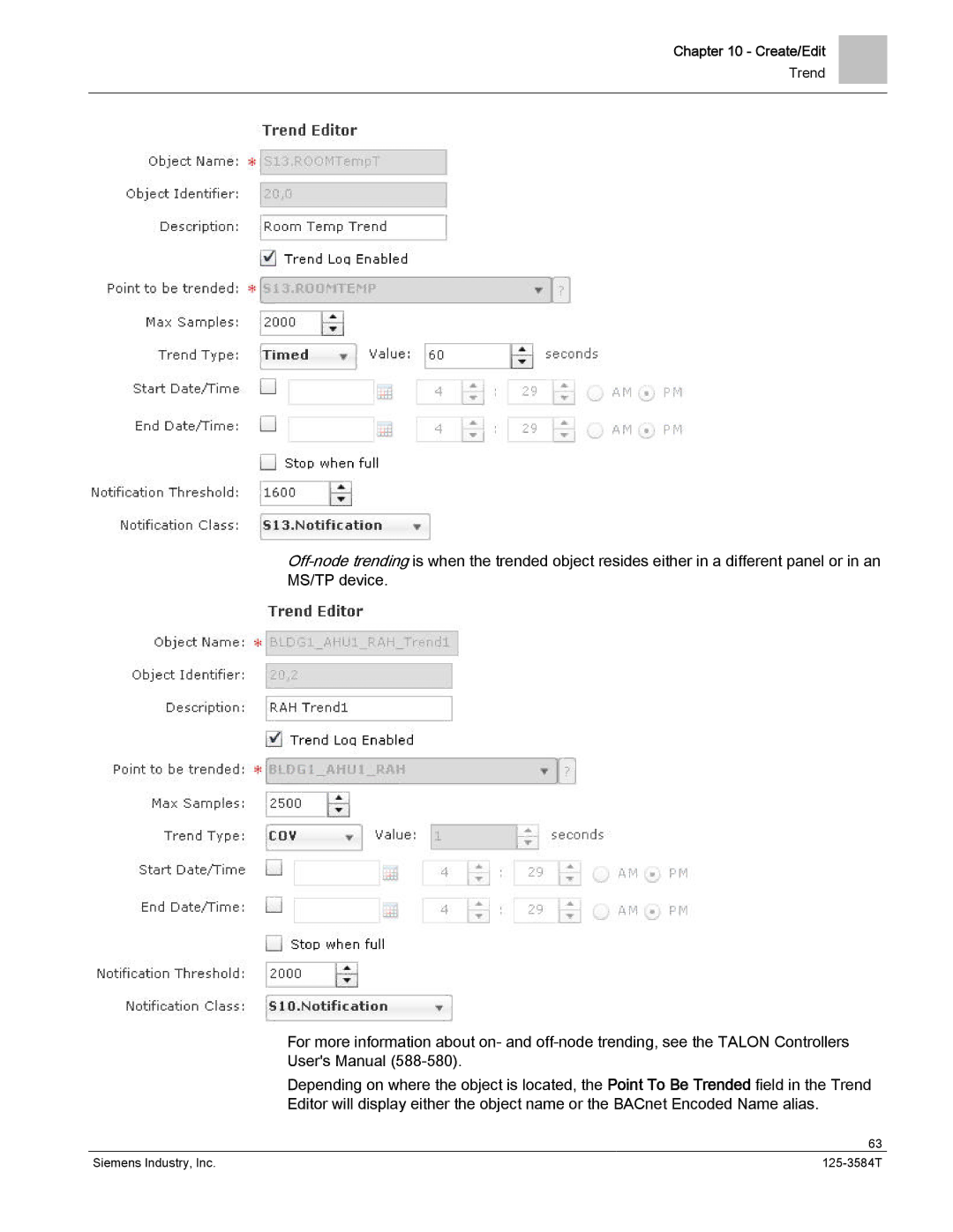 Siemens 125-3584T manual Create/Edit 