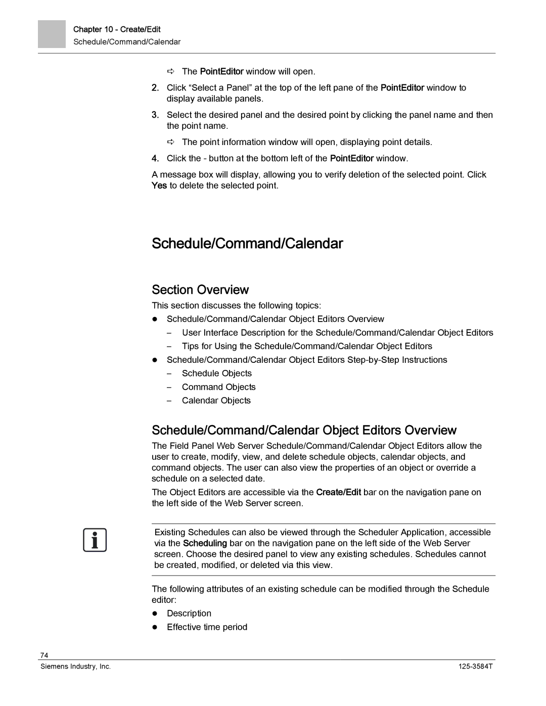 Siemens 125-3584T manual Schedule/Command/Calendar Object Editors Overview 