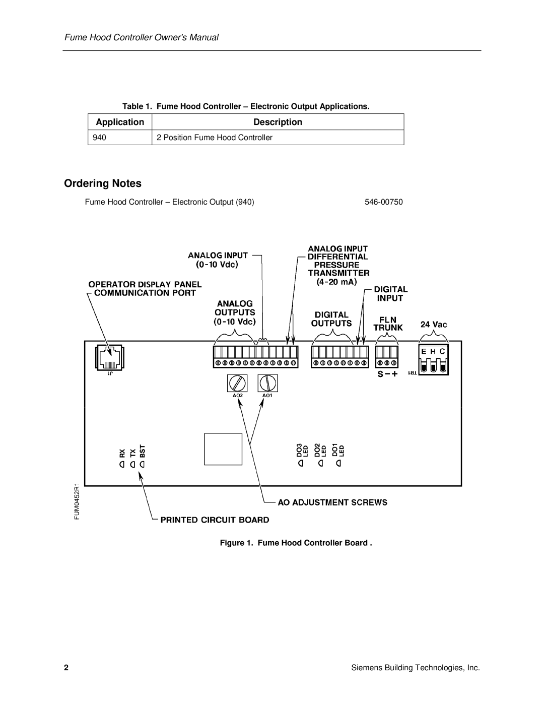 Siemens 125-5033 owner manual Ordering Notes, Application Description 