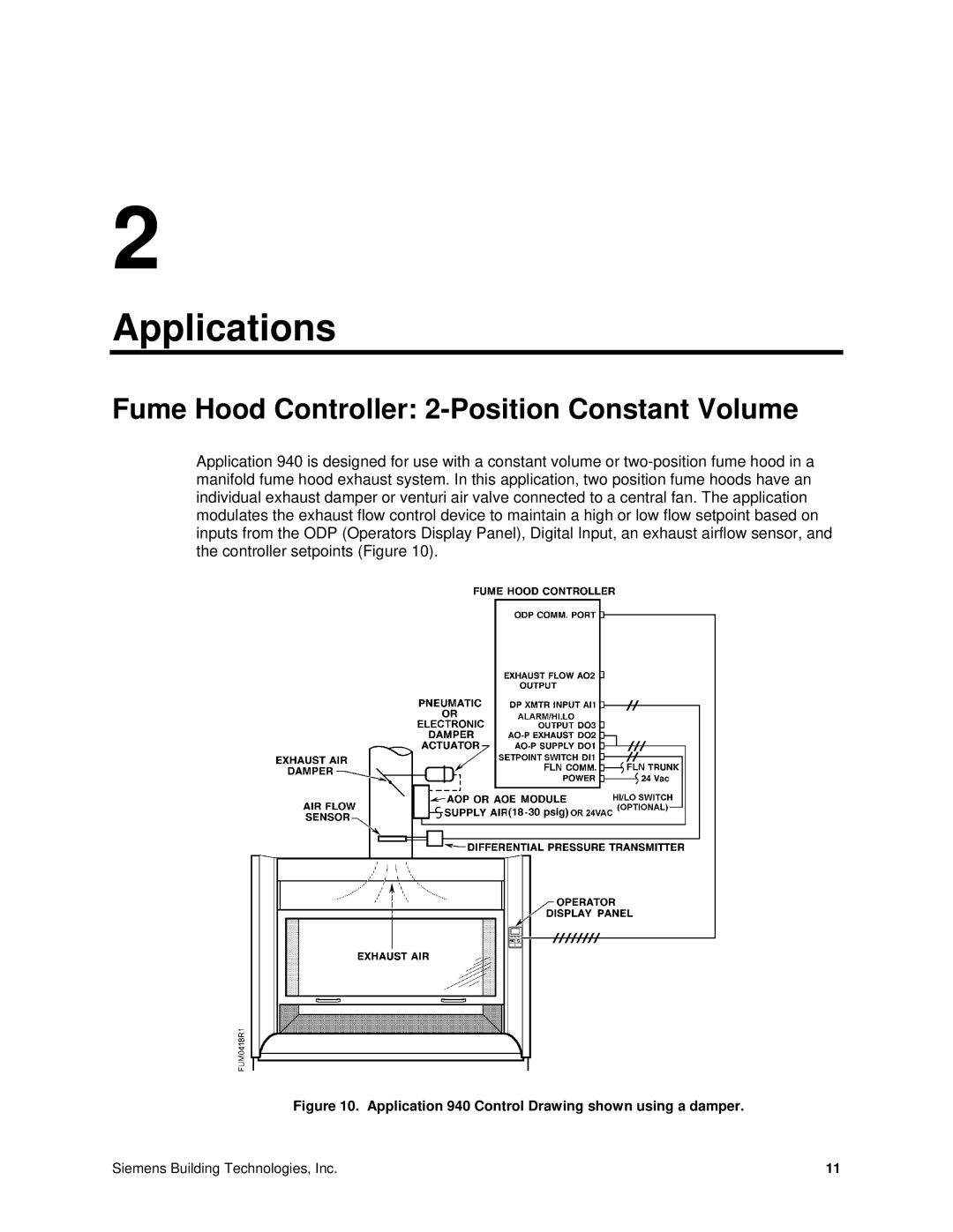 Siemens 125-5033 owner manual Applications, Fume Hood Controller 2-Position Constant Volume 