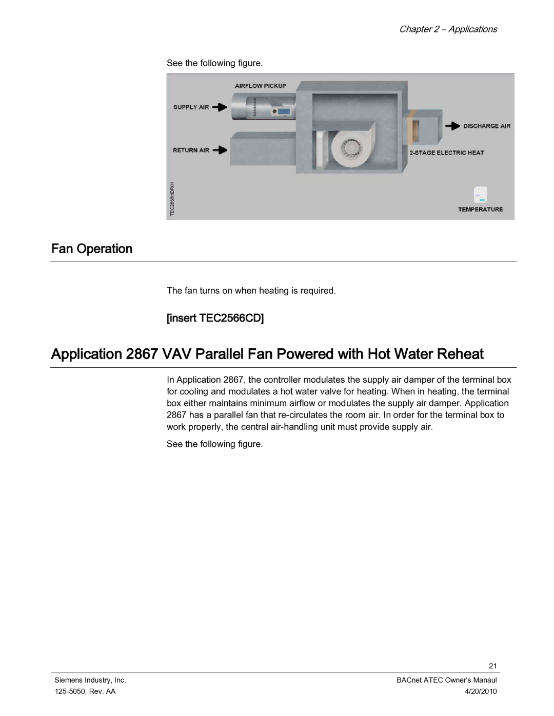 Siemens 125-5050 owner manual Insert TEC2566CD 