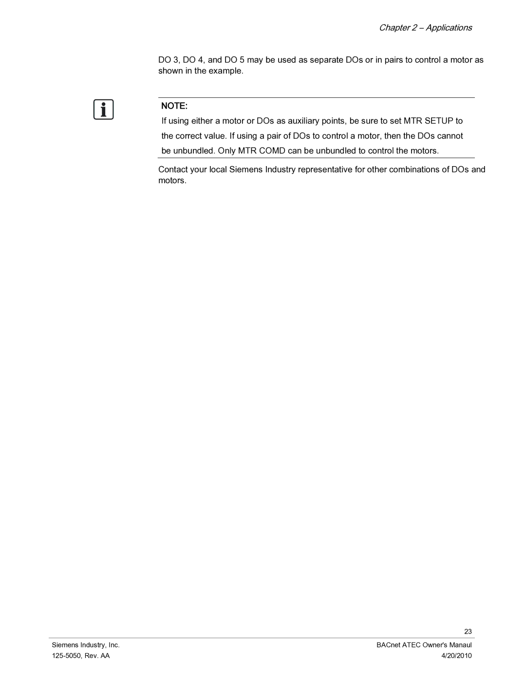 Siemens 125-5050 owner manual Applications 