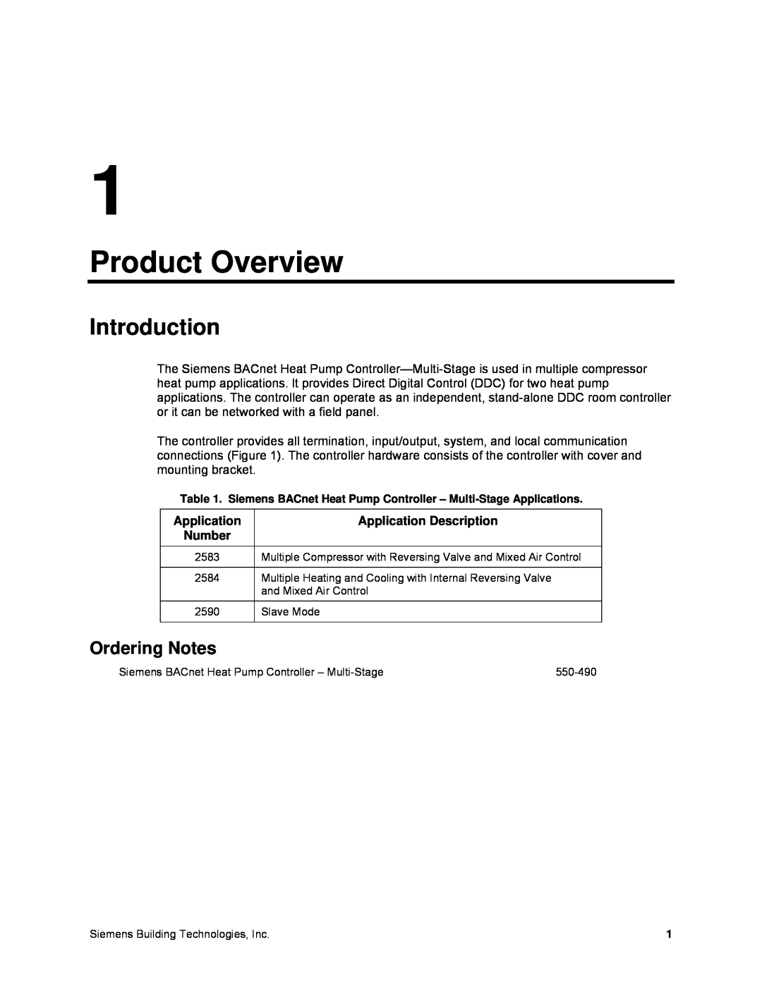Siemens 125-699 owner manual Product Overview, Introduction, Ordering Notes 