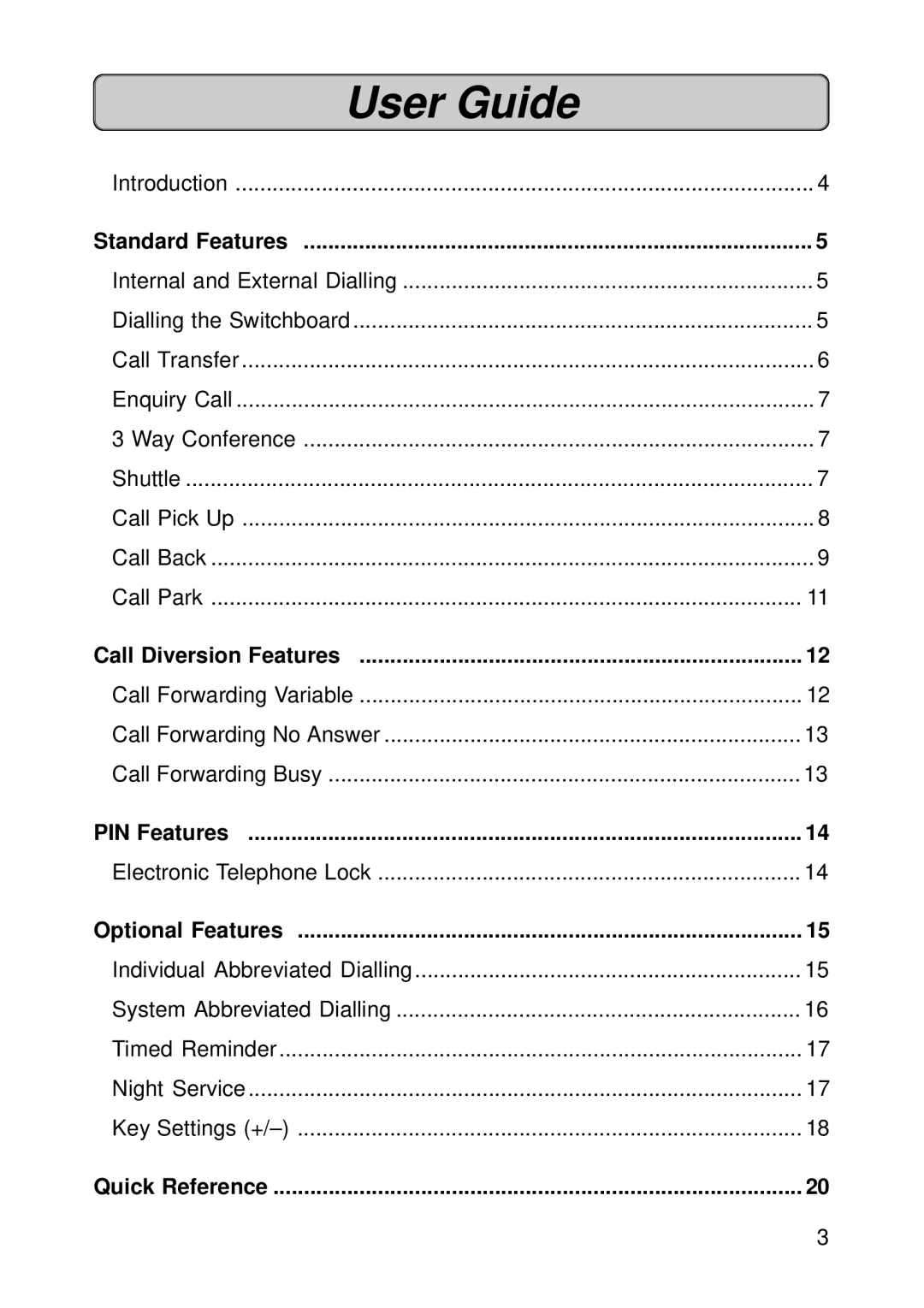 Siemens 150 manual User Guide, Standard Features 