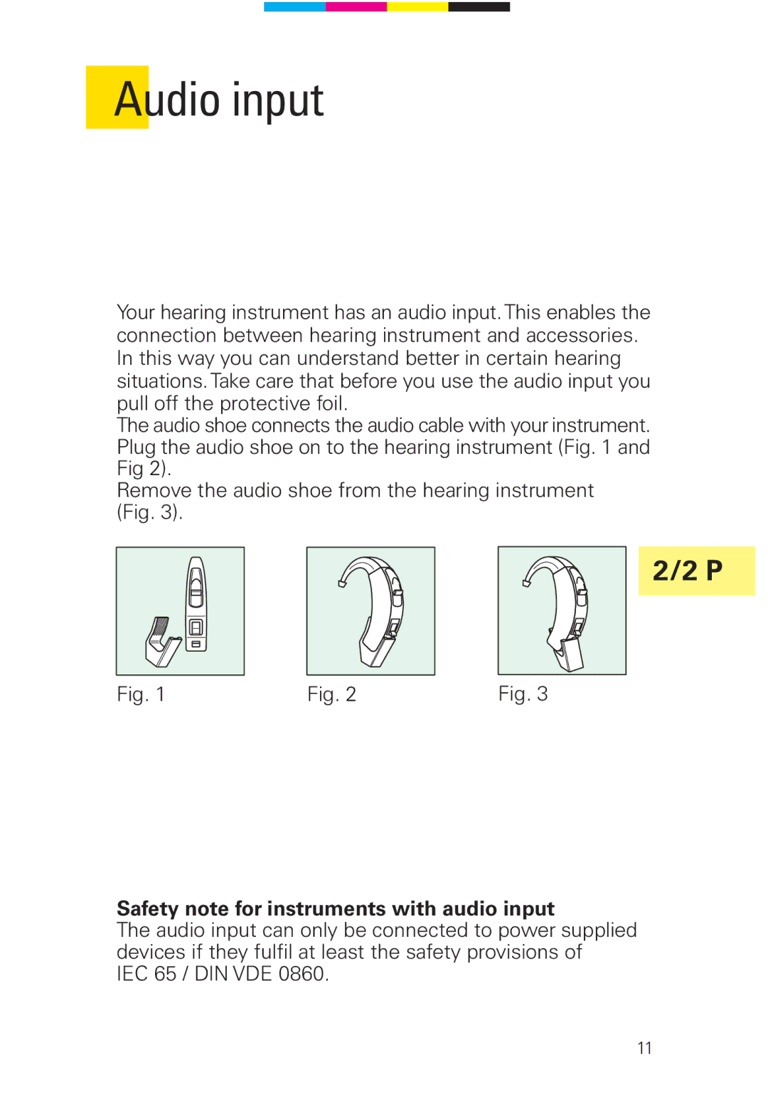 Siemens 2 P, 2 D SP manual Audio input, Safety note for instruments with audio input 