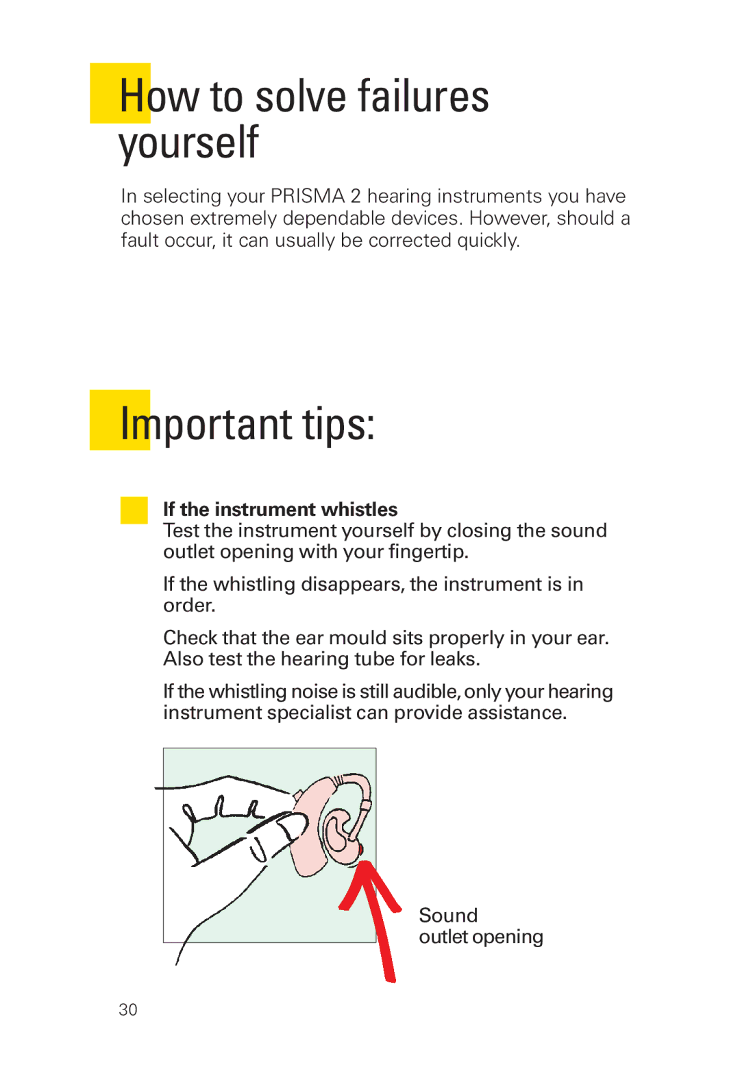 Siemens 2 D SP, 2 P manual How to solve failures yourself, Important tips, If the instrument whistles 