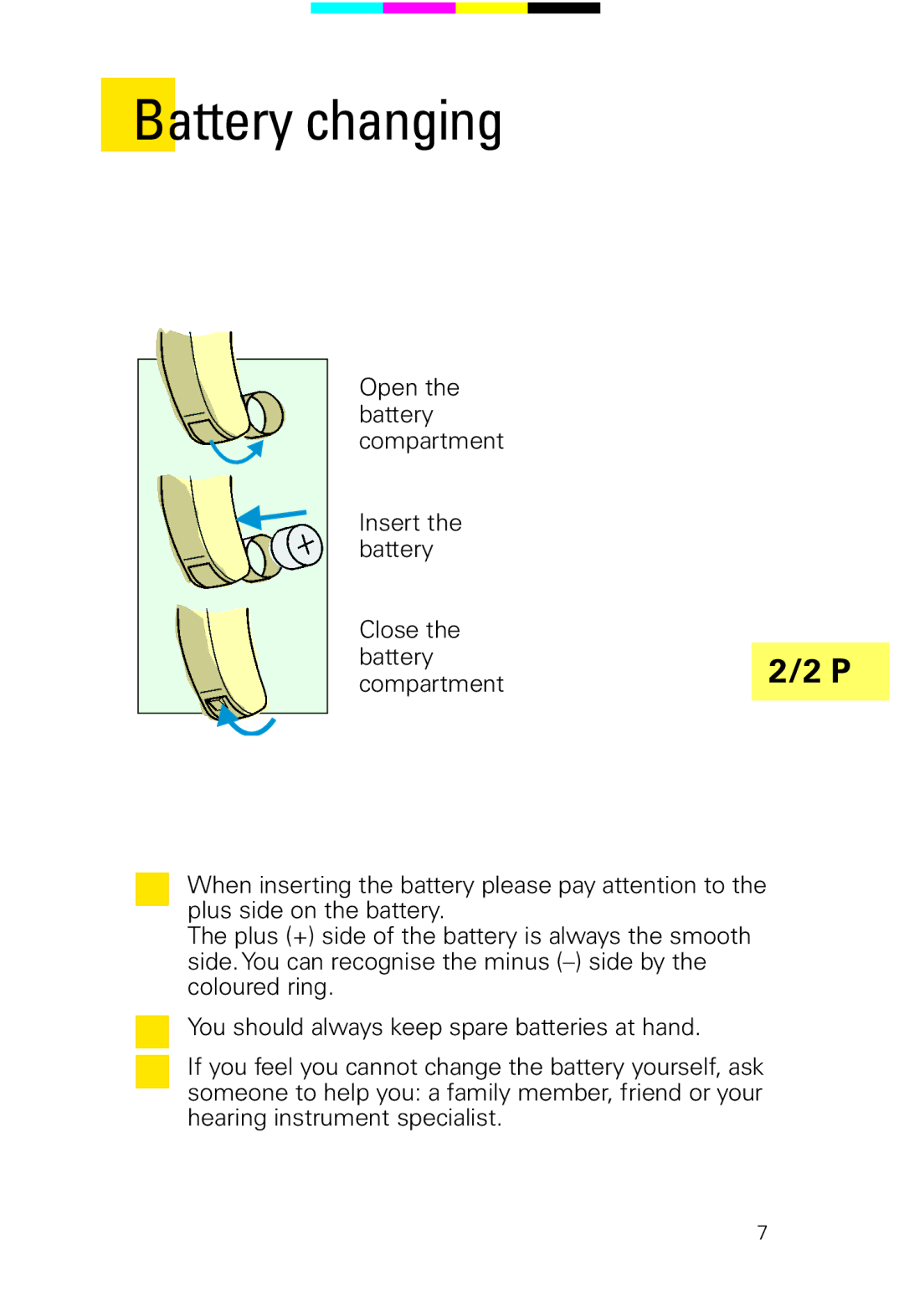 Siemens 2 D SP, 2 P manual Battery changing 