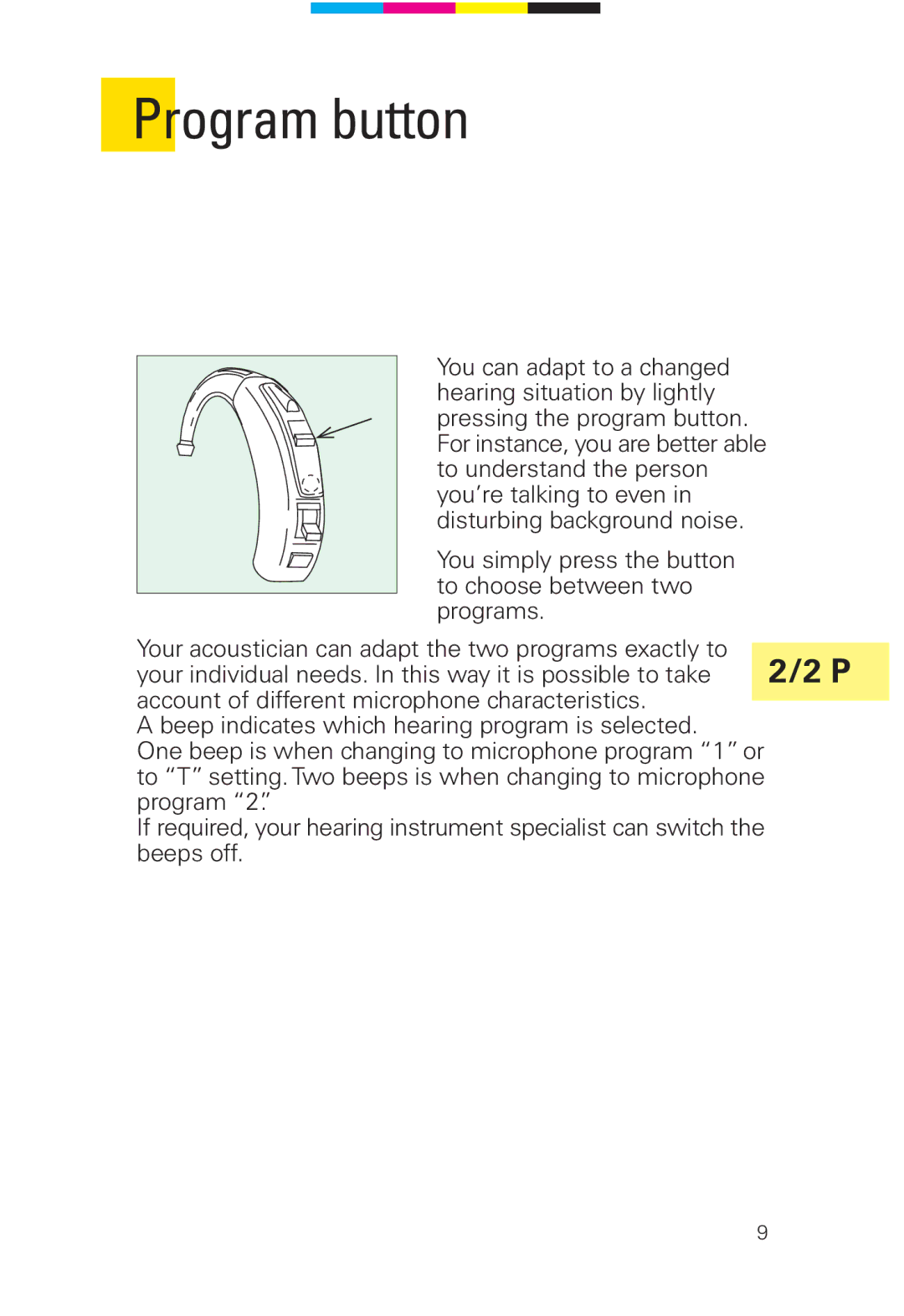 Siemens 2 D SP, 2 P manual Program button 