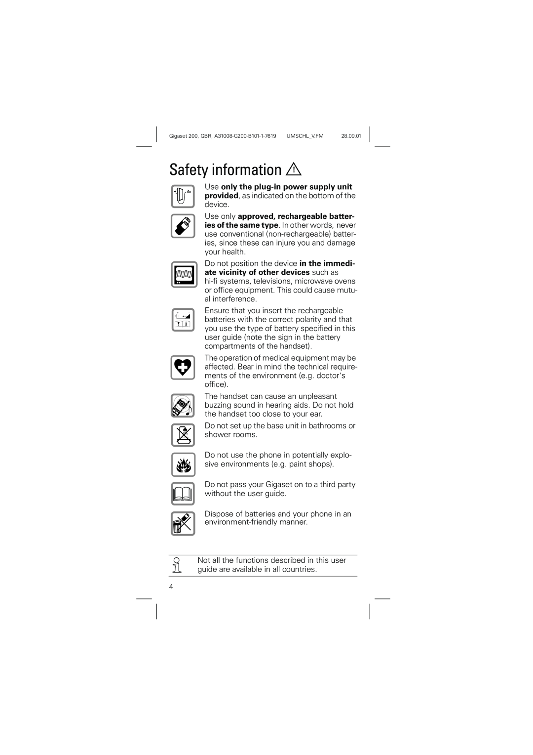 Siemens 200 manual Safety information, Use only the plug-inpower supply unit 