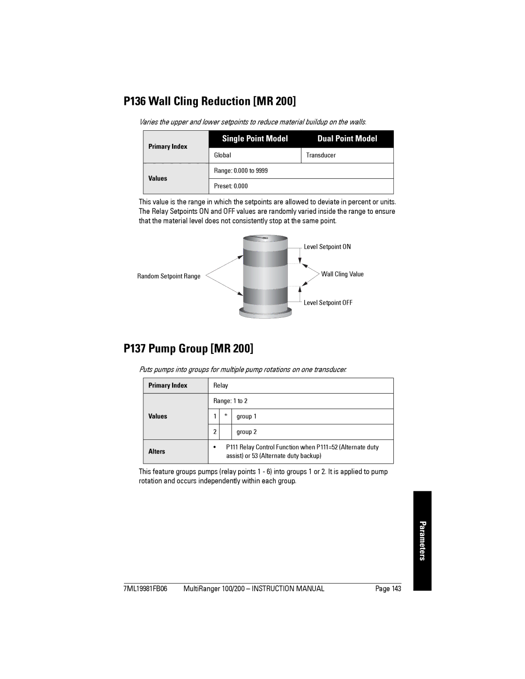 Siemens 200 instruction manual P136 Wall Cling Reduction MR, P137 Pump Group MR 