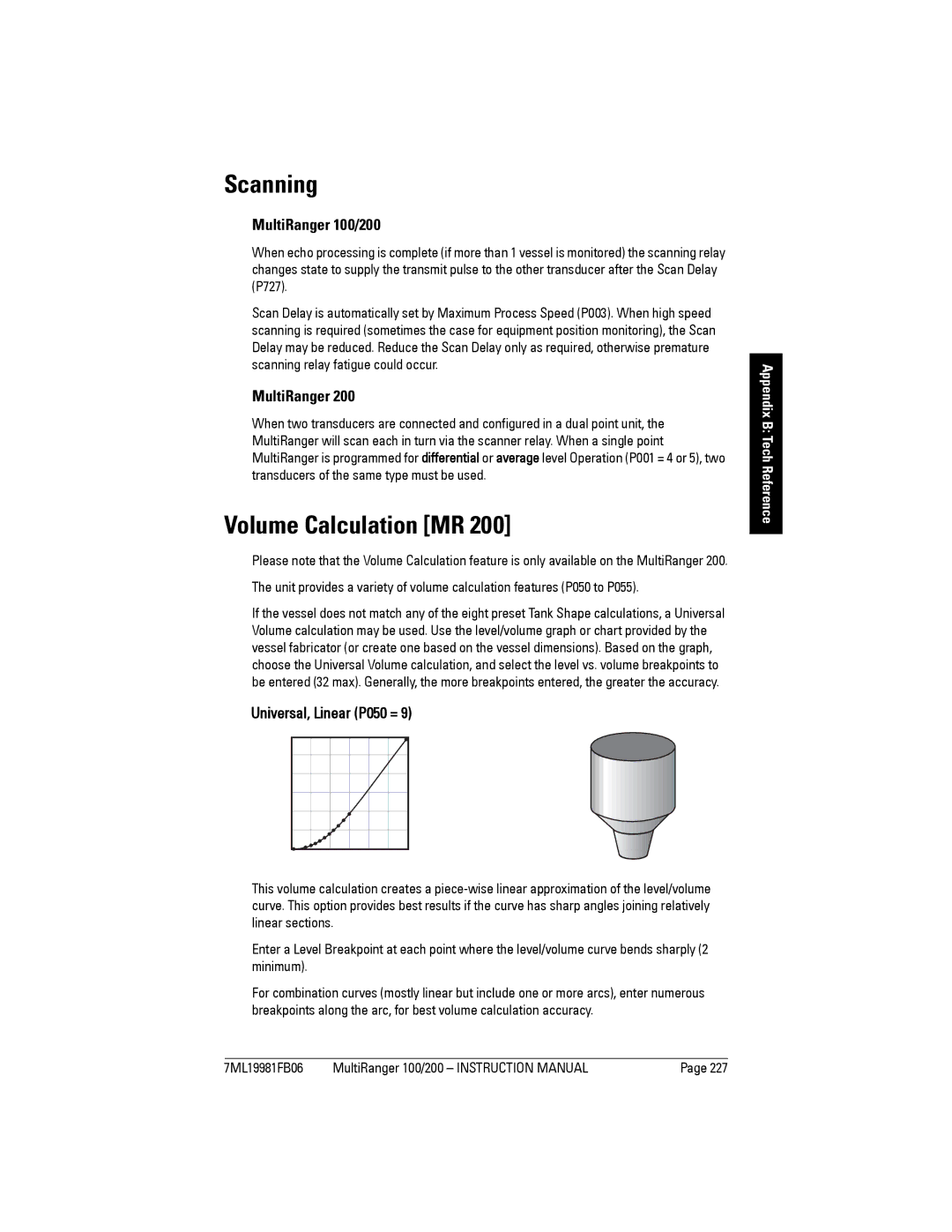 Siemens instruction manual Scanning, Volume Calculation MR, MultiRanger 100/200, Universal, Linear P050 = 