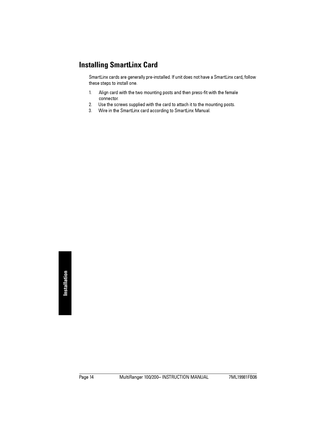 Siemens 200 instruction manual Installing SmartLinx Card 