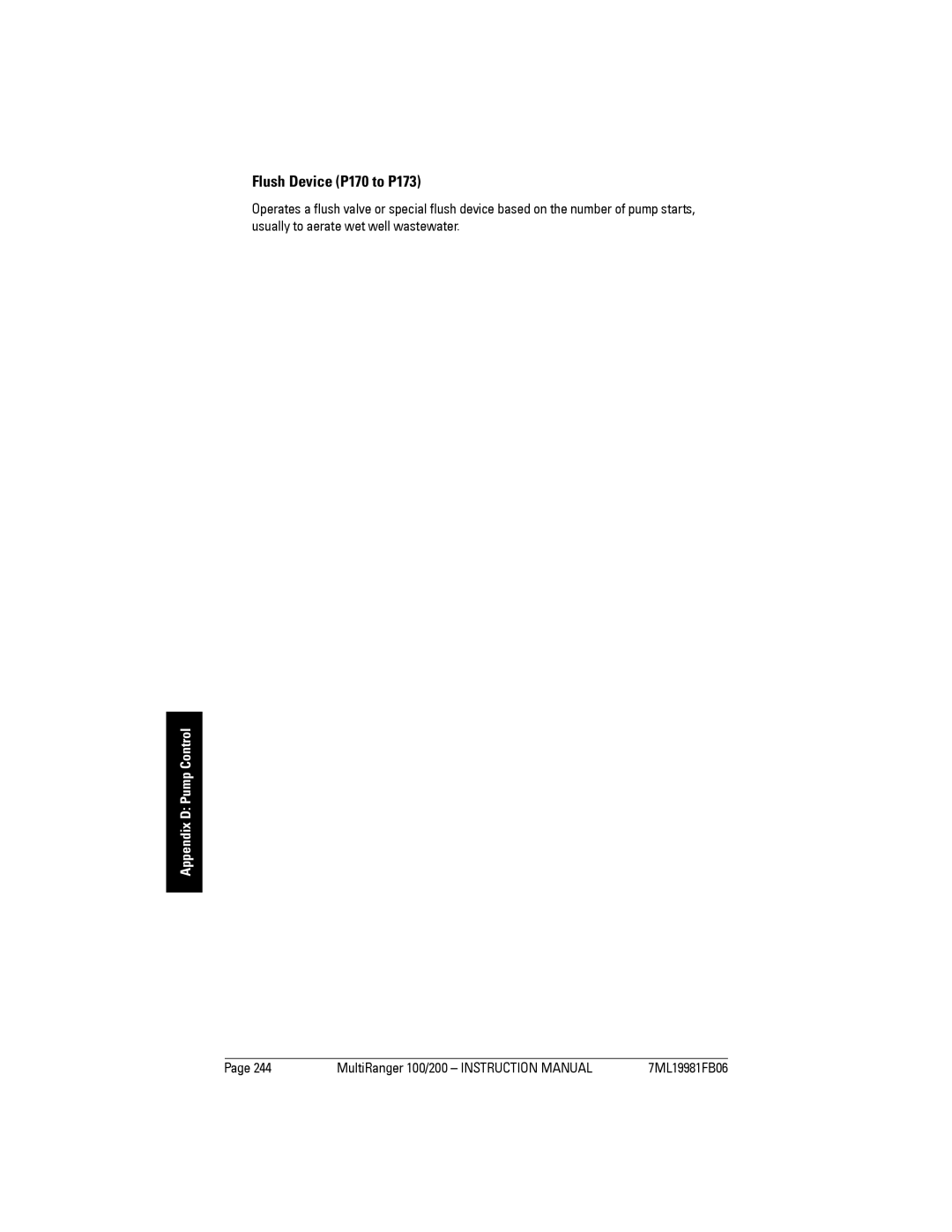 Siemens 200 instruction manual Flush Device P170 to P173 