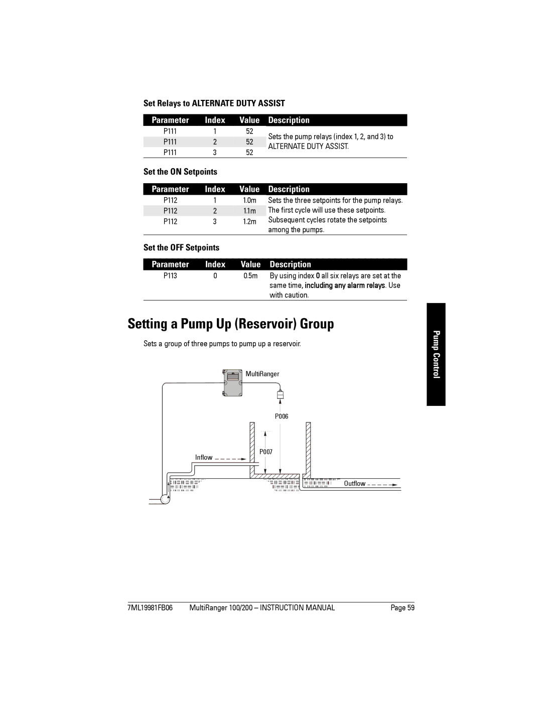 Siemens 200 instruction manual Setting a Pump Up Reservoir Group, Set Relays to Alternate Duty Assist, Set the on Setpoints 