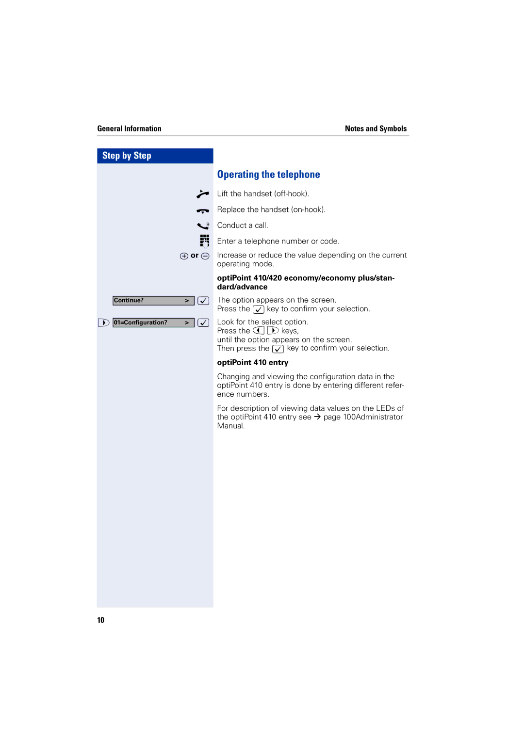 Siemens 2000 manual Operating the telephone, S o uor, OptiPoint 410/420 economy/economy plus/stan- dard/advance 