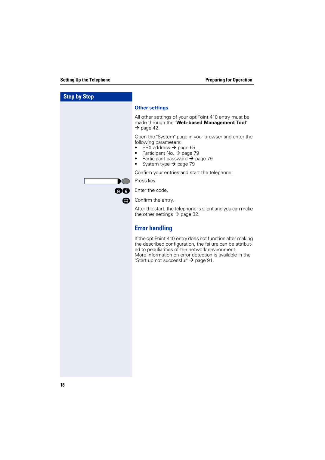 Siemens 2000 manual Error handling, Other settings 
