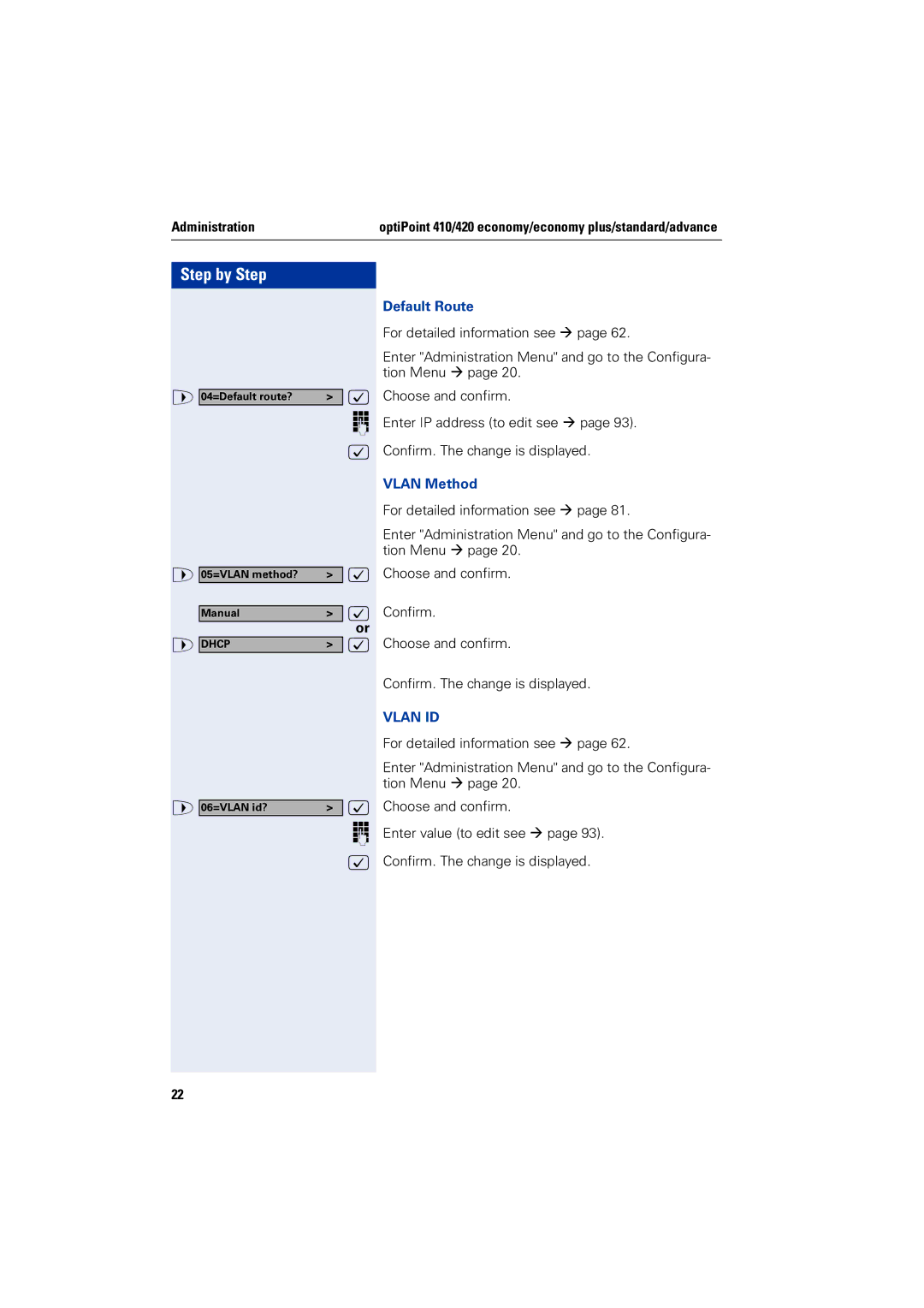 Siemens 2000 manual Default Route, Vlan Method, Vlan ID 