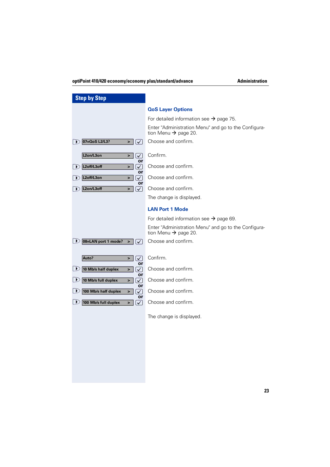 Siemens 2000 manual QoS Layer Options, LAN Port 1 Mode 