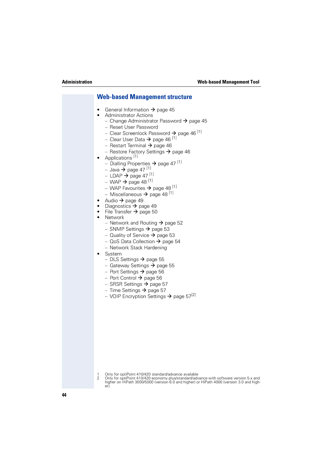 Siemens 2000 manual Web-based Management structure 