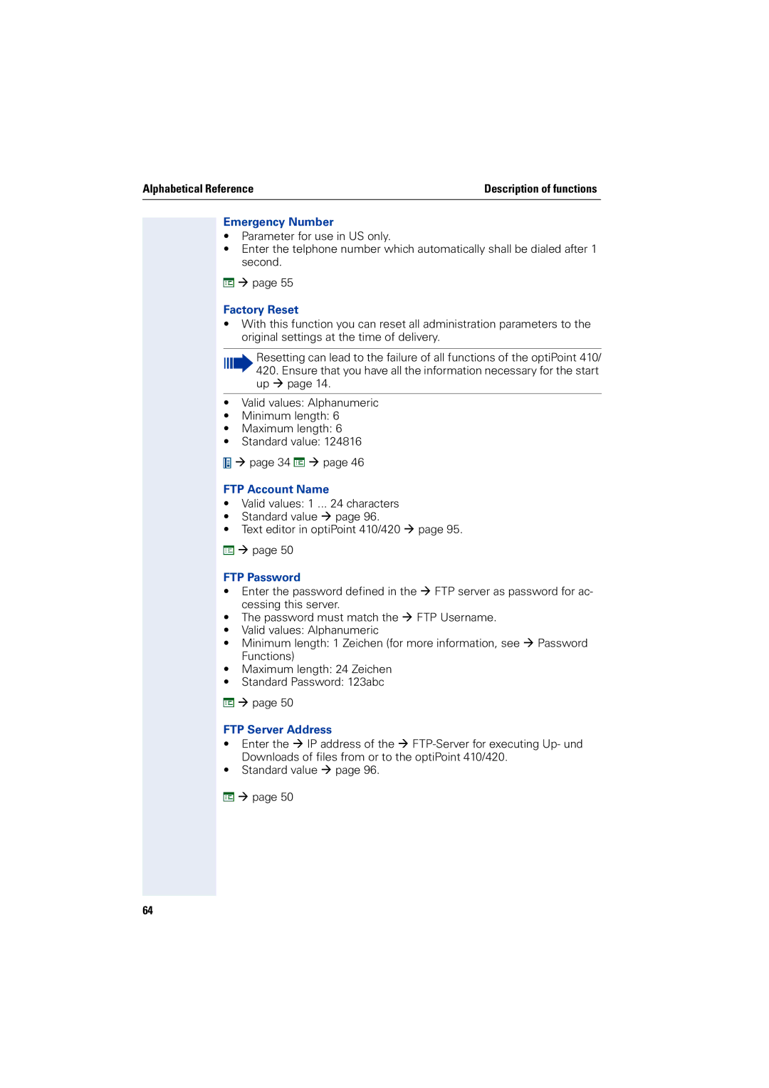 Siemens 2000 manual Emergency Number, FTP Account Name, FTP Password, FTP Server Address 