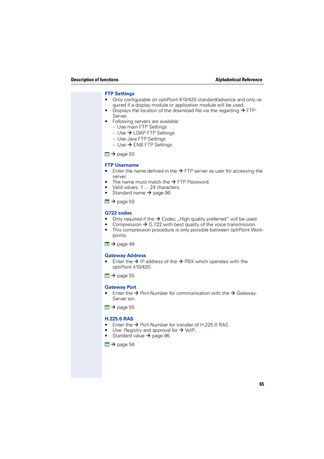 Siemens 2000 manual FTP Settings, FTP Username, G722 codec, Gateway Address, Gateway Port, 225.0 RAS 