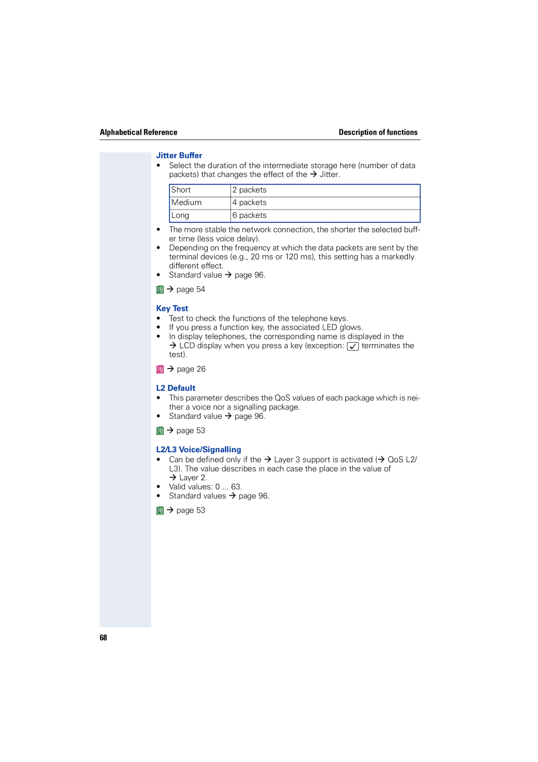 Siemens 2000 manual Jitter Buffer, L2 Default, L2/L3 Voice/Signalling 