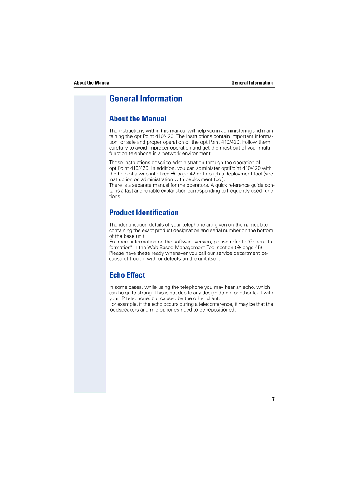 Siemens 2000 manual General Information, About the Manual, Product Identification, Echo Effect 