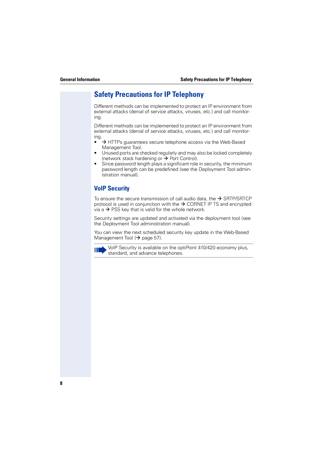 Siemens 2000 manual Safety Precautions for IP Telephony, VoIP Security, General Information 