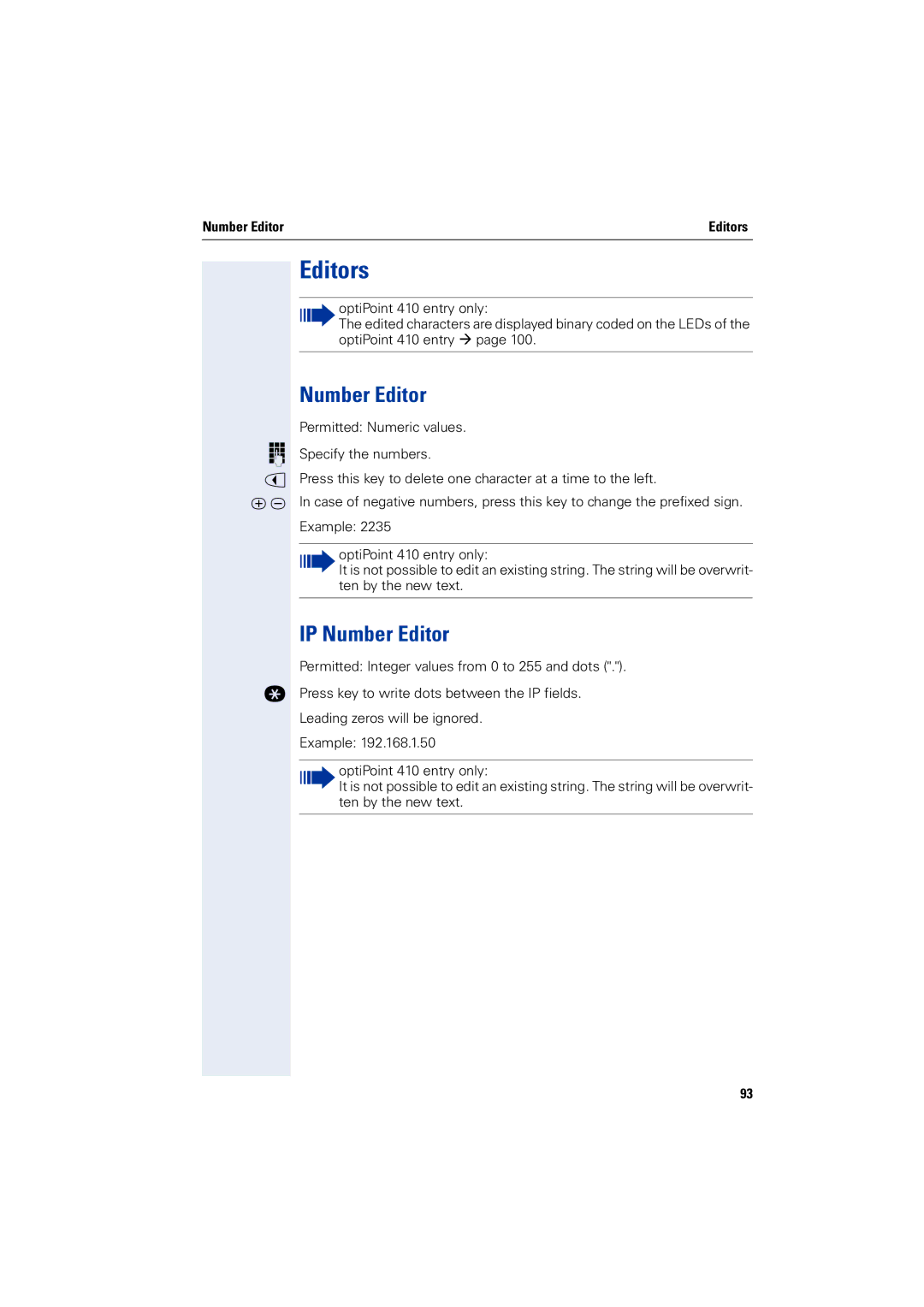 Siemens 2000 manual Editors, IP Number Editor 