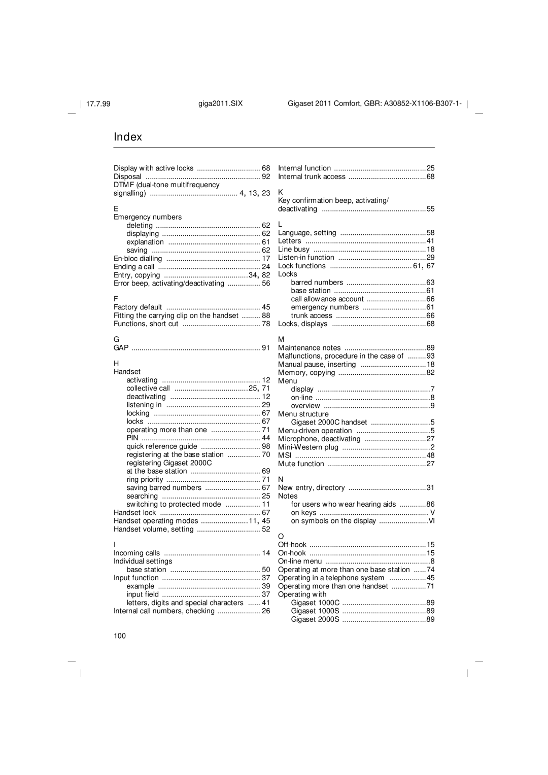 Siemens 2011 operating instructions 100 