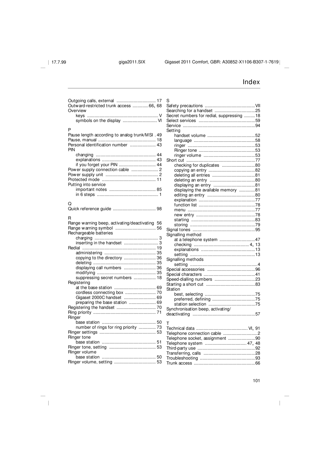 Siemens 2011 operating instructions 101 