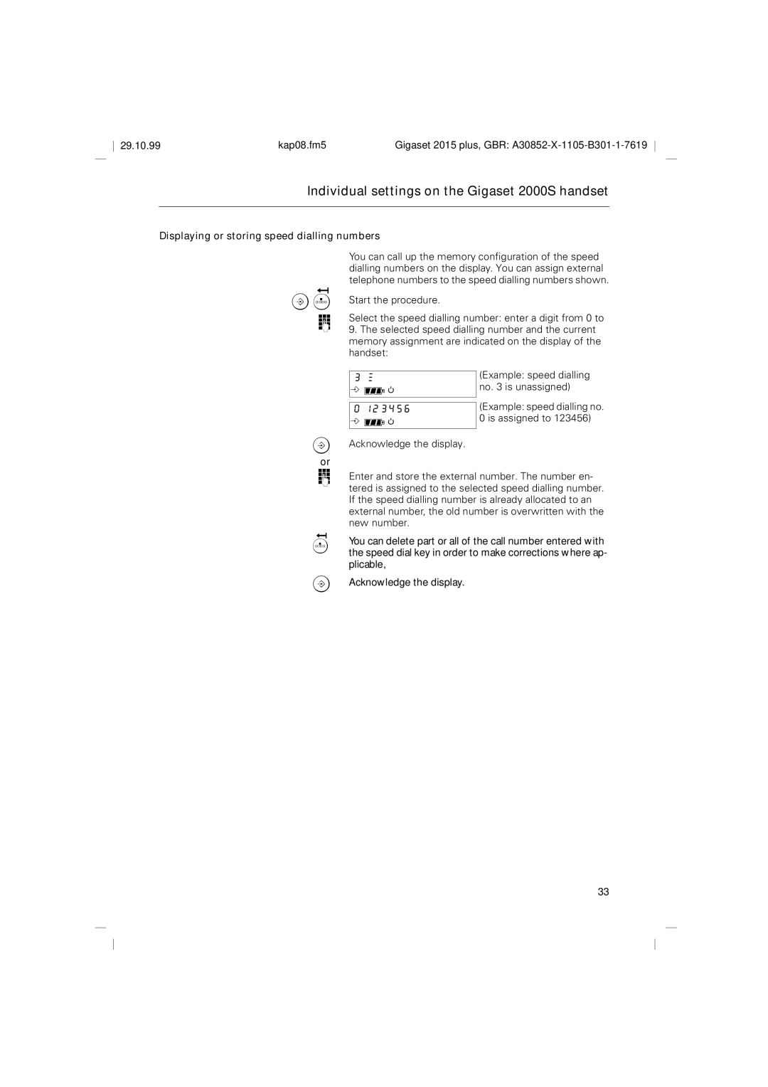 Siemens 2015 operating instructions Displaying or storing speed dialling numbers 