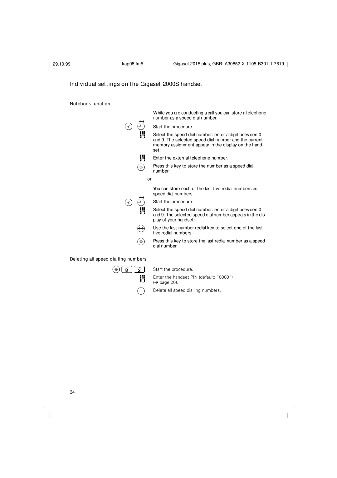 Siemens 2015 operating instructions Deleting all speed dialling numbers 