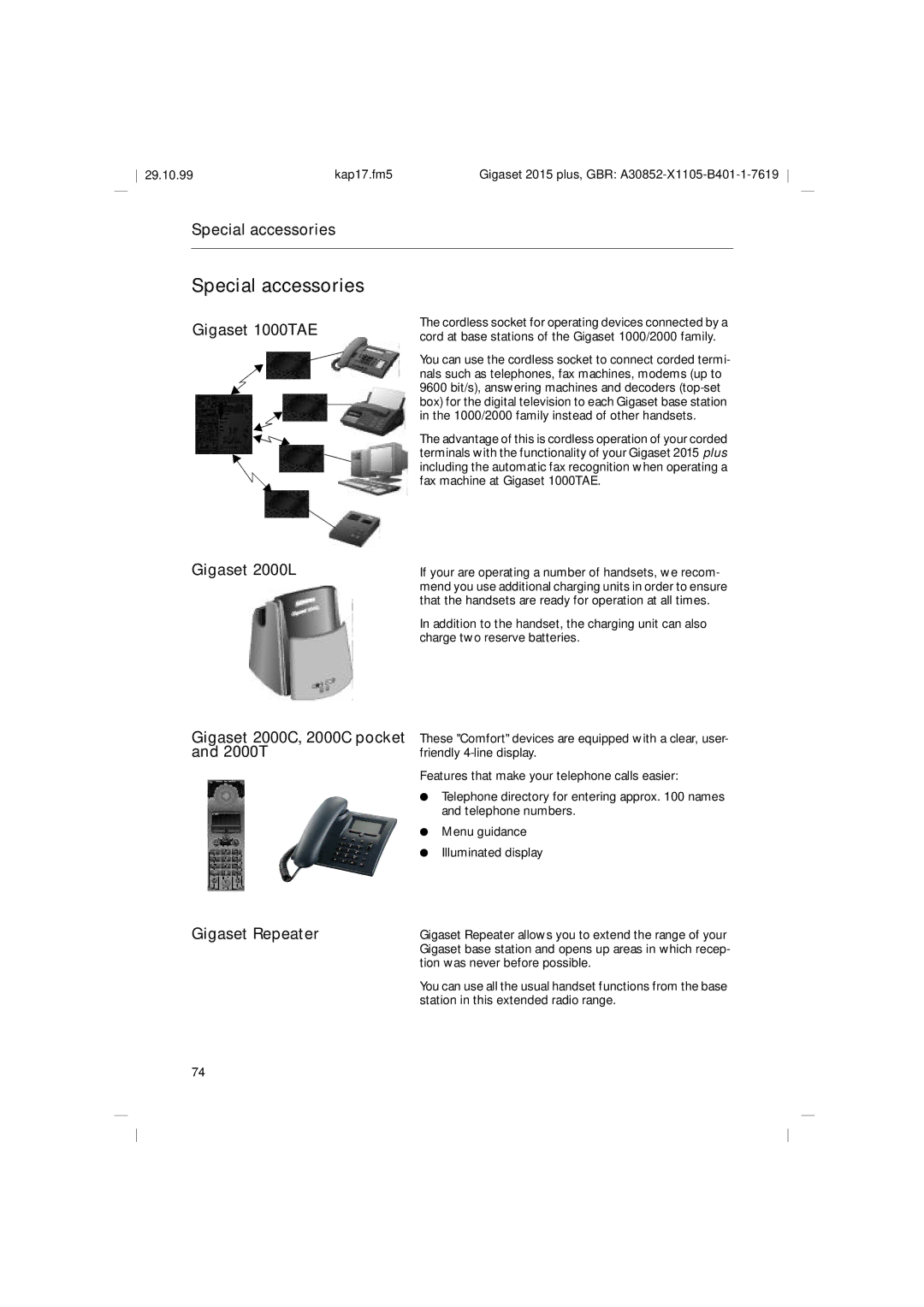 Siemens 2015 operating instructions Special accessories 