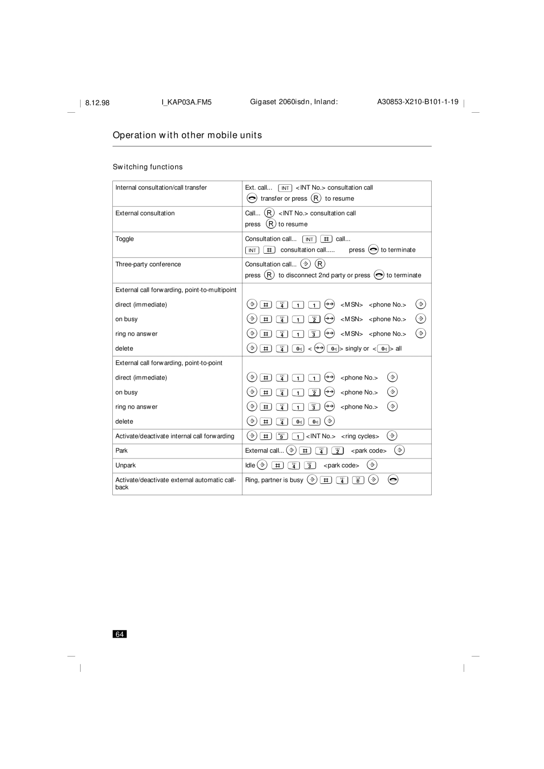 Siemens 2060isdn manual Switching functions, # 4 1 3O MSN 