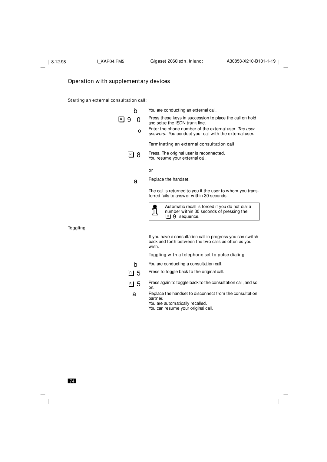 Siemens manual Gigaset 2060isdn , Inland 