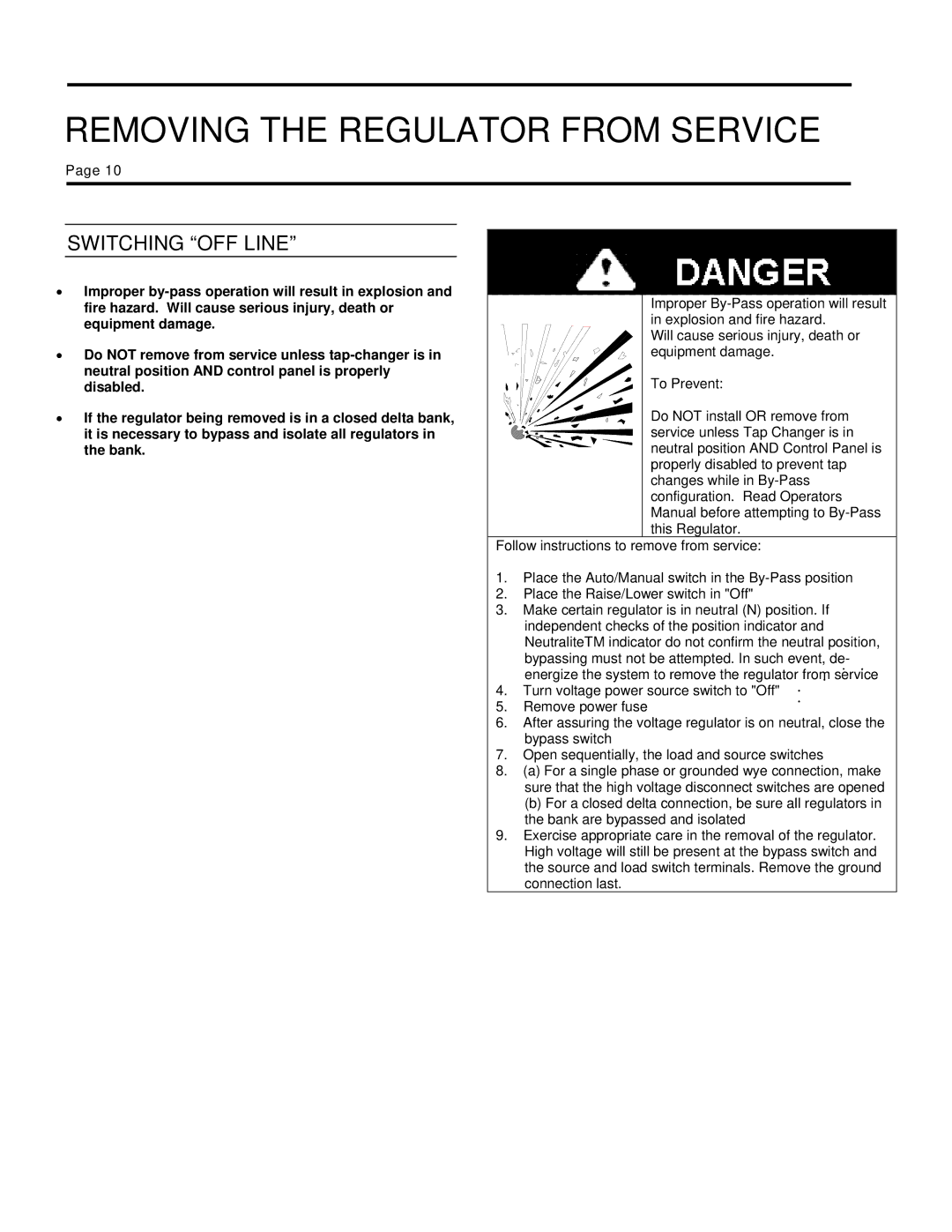 Siemens 21-115532-001 manual Removing the Regulator from Service 