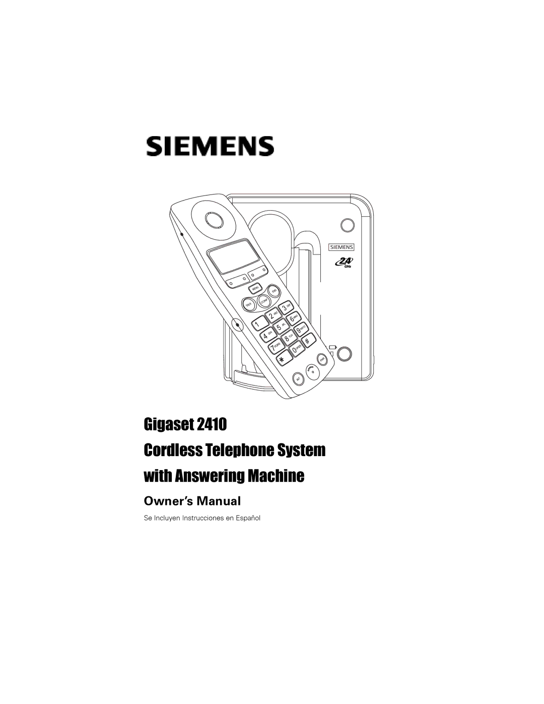 Siemens 2410 manual RUGOHVV7HOHSKRQH6\VWHP ZLWK$QVZHULQJ0DFKLQH 