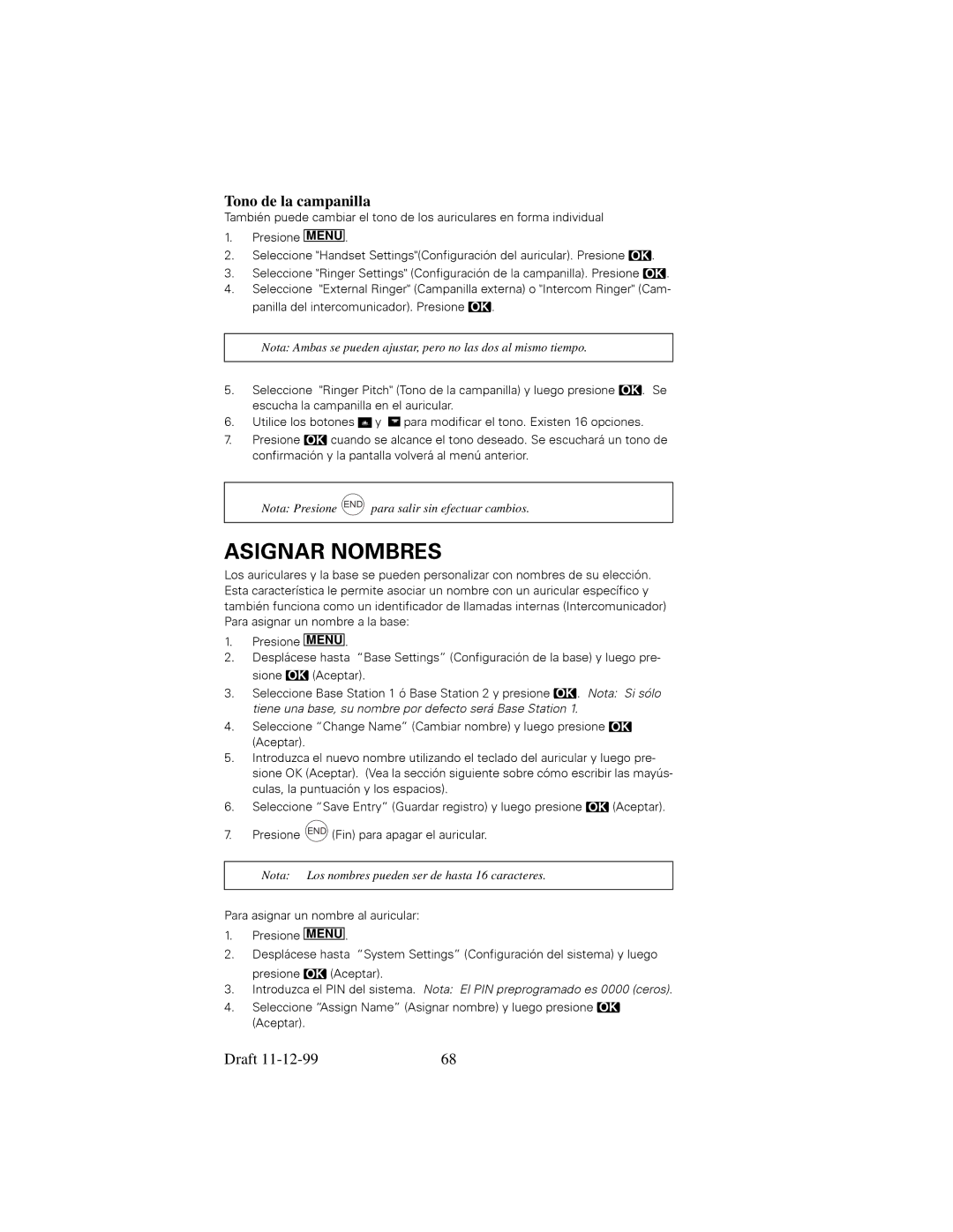 Siemens 2415 manual Yroyhuªdophq‘Dqwhulru, Nota Presione END para salir sin efectuar cambios 