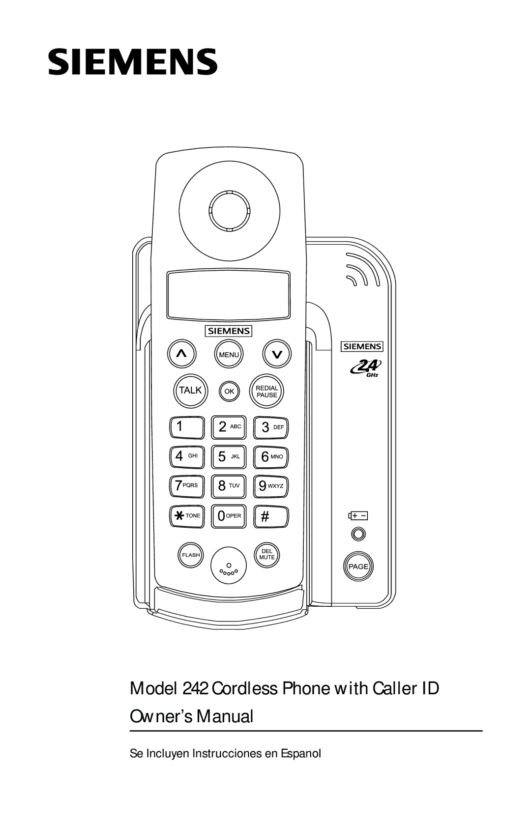 Siemens 242 owner manual Se Incluyen Instrucciones en Espanol 