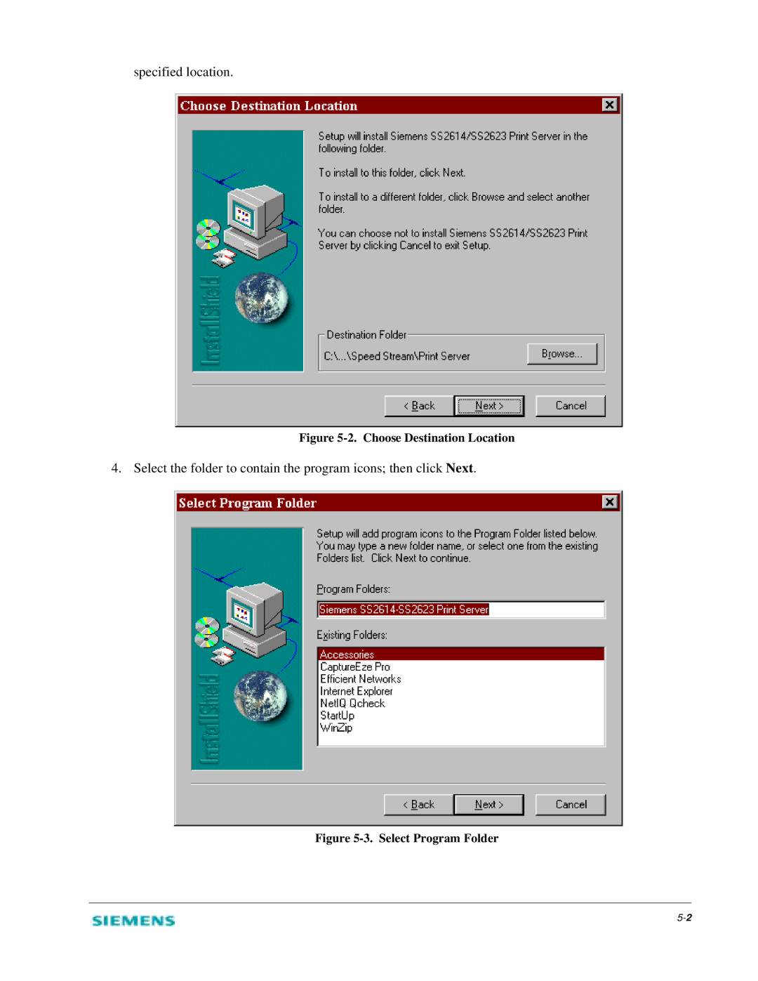 Siemens 2614 manual Specified location 