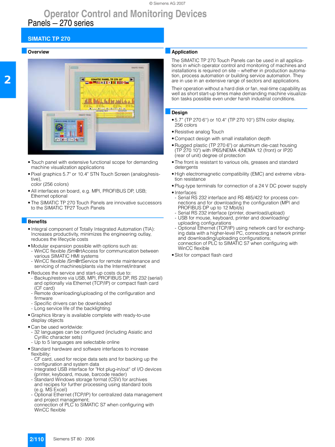 Siemens 270 manual Overview, Benefits, Application, Design 