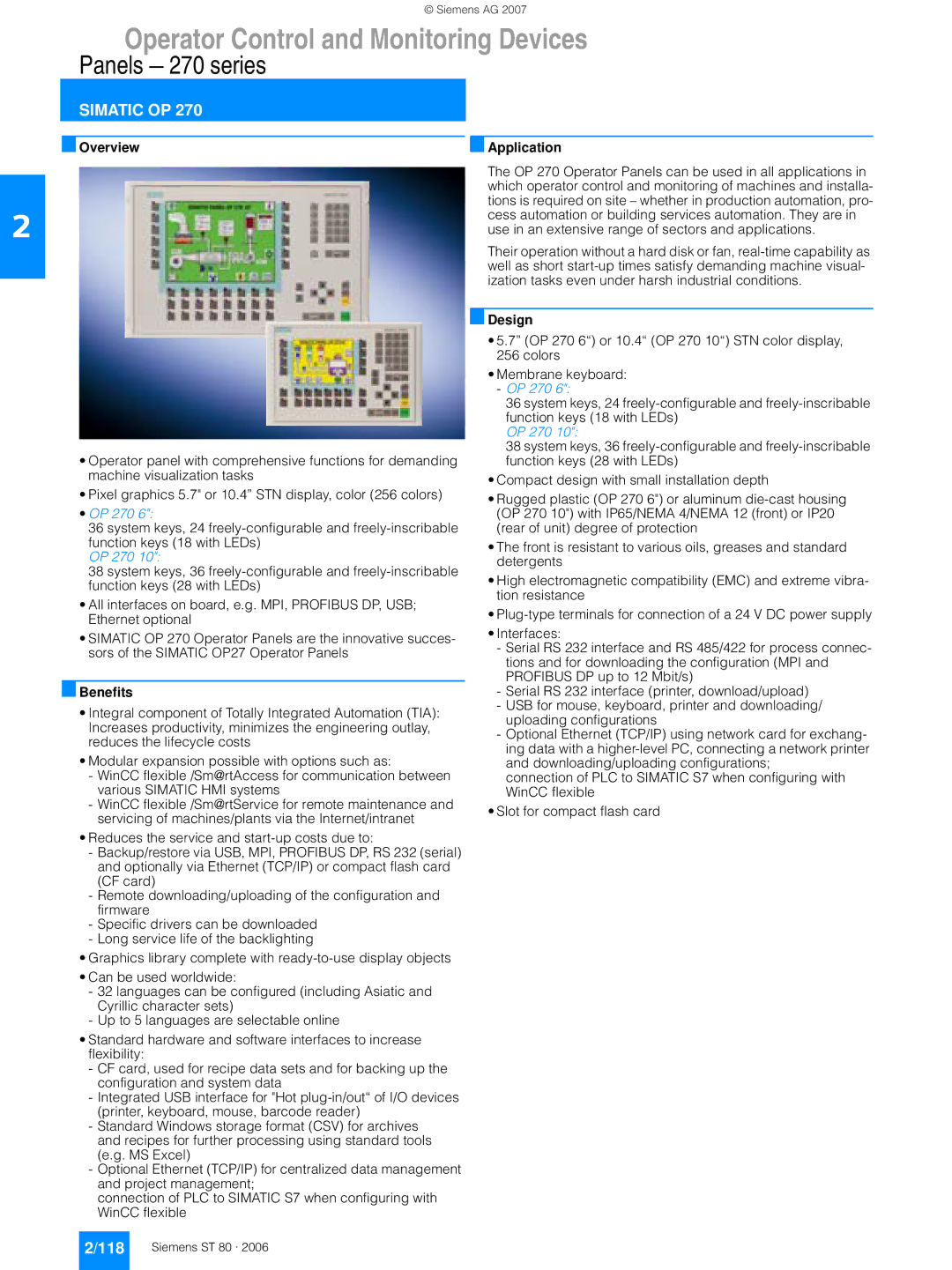 Siemens 270 manual Simatic OP 