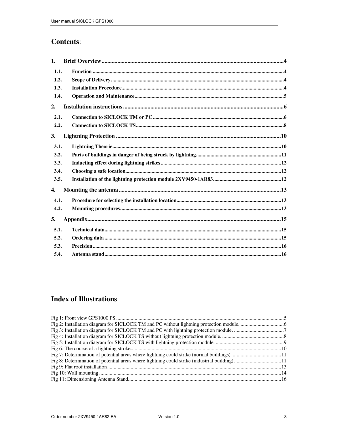 Siemens 2XV9450-1AR82 user manual Contents, Index of Illustrations 