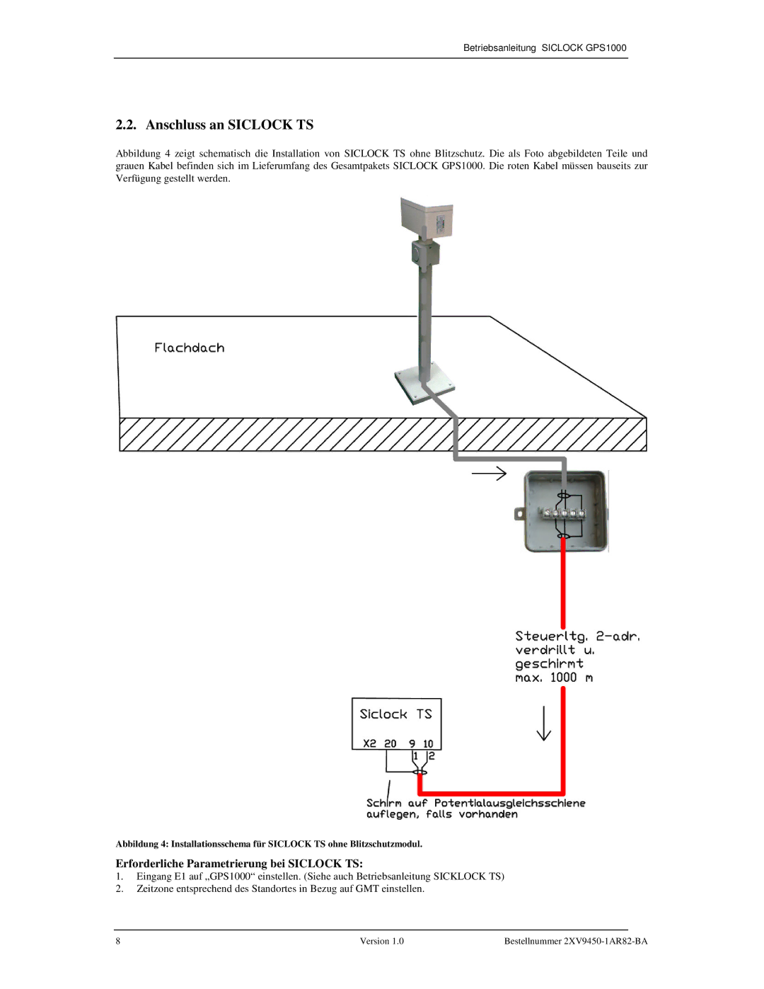 Siemens 2XV9450-1AR82 user manual Anschluss an Siclock TS, Erforderliche Parametrierung bei Siclock TS 