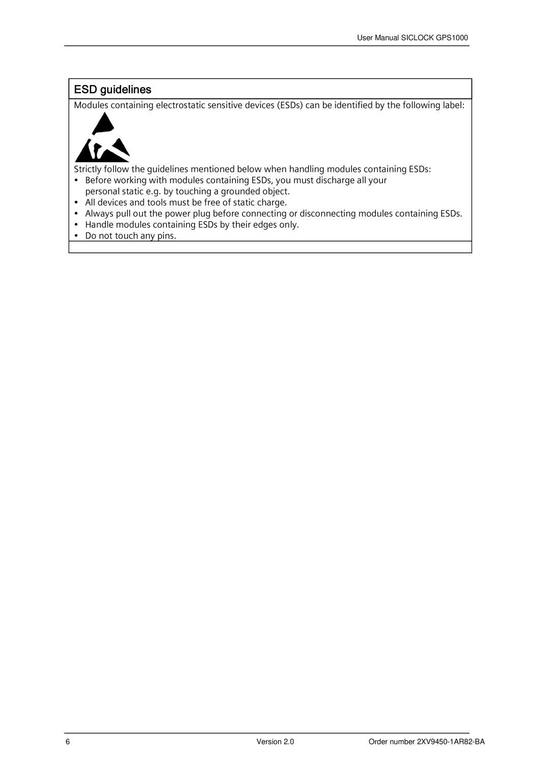 Siemens 2XV9450-1AR82 user manual ESD guidelines 