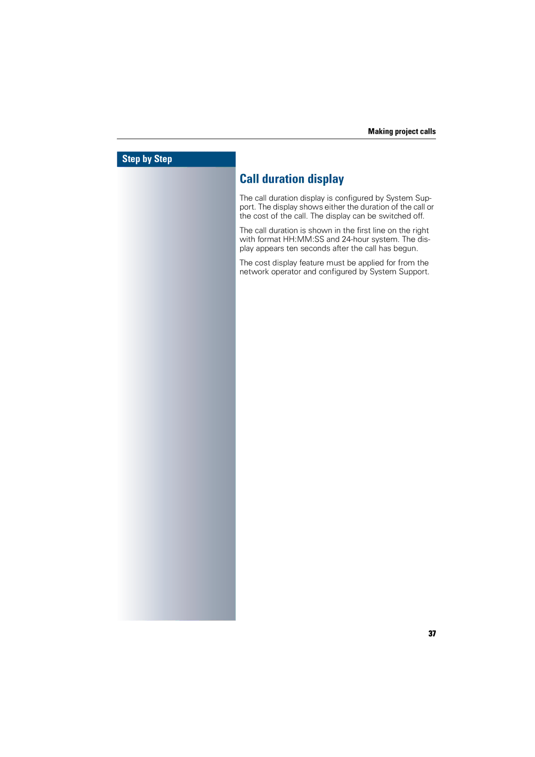 Siemens 300 H operating instructions Call duration display 