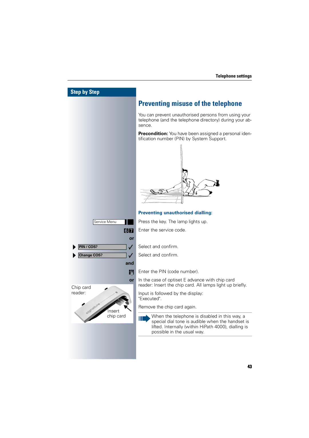 Siemens 300 H operating instructions Preventing misuse of the telephone, Preventing unauthorised dialling 