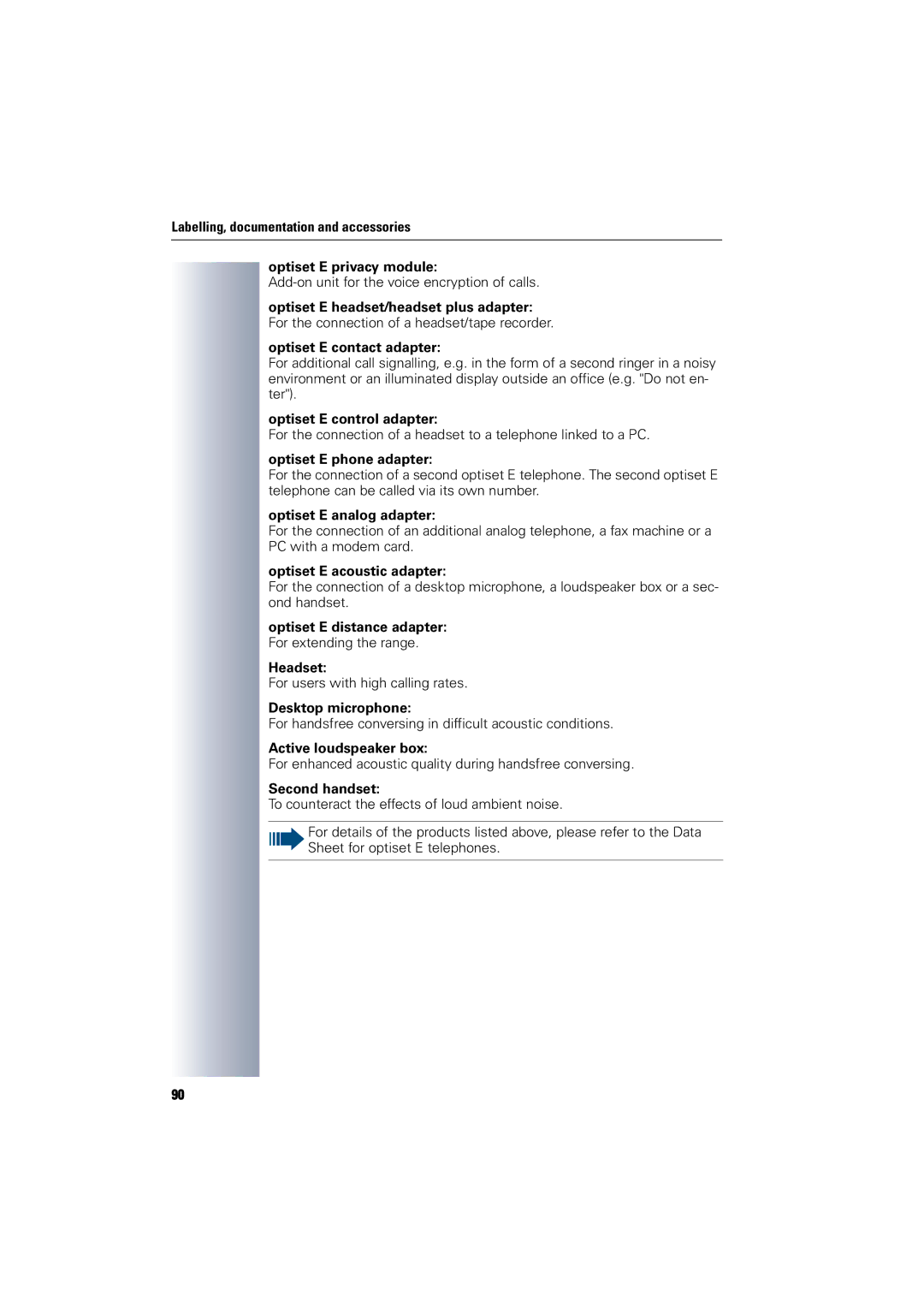 Siemens 300 H operating instructions Optiset E control adapter 