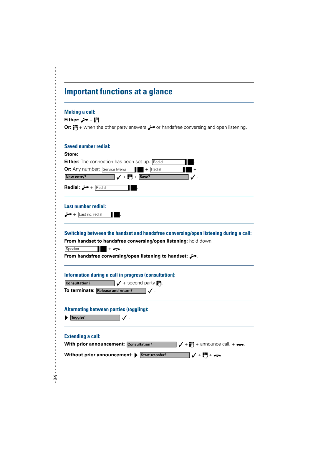 Siemens 300 H operating instructions Important functions at a glance, Making a call 